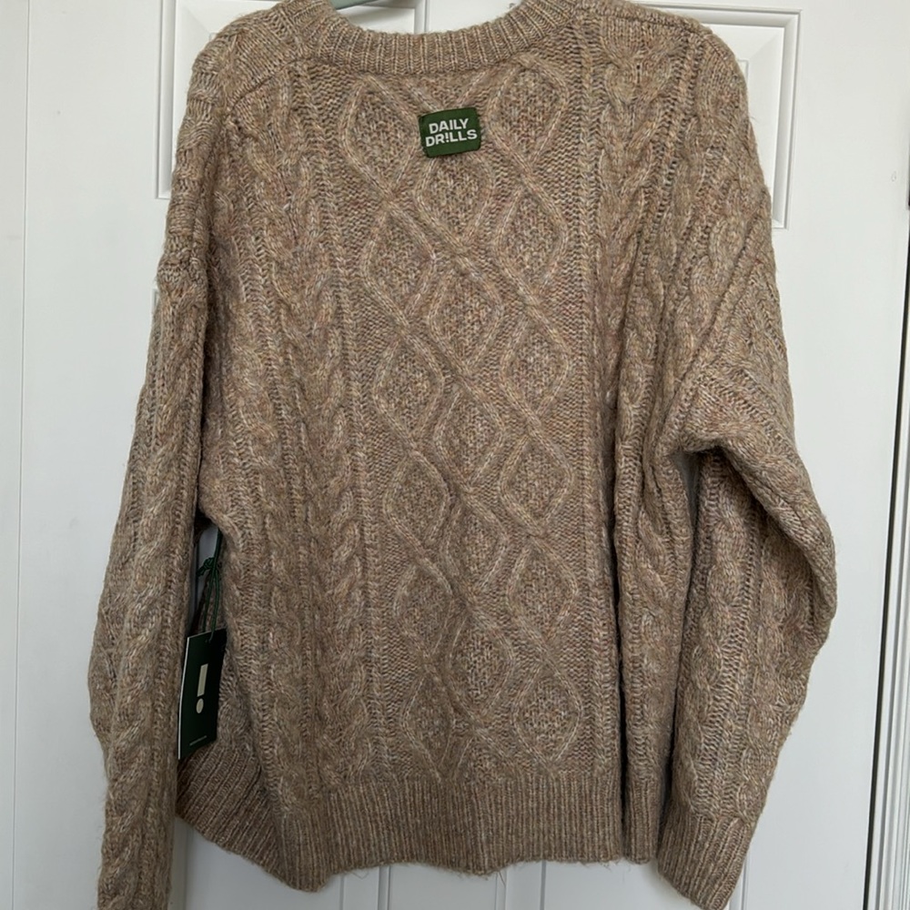 Daily Drills Tan Cable Knit Sweater - Picture 3 of 3